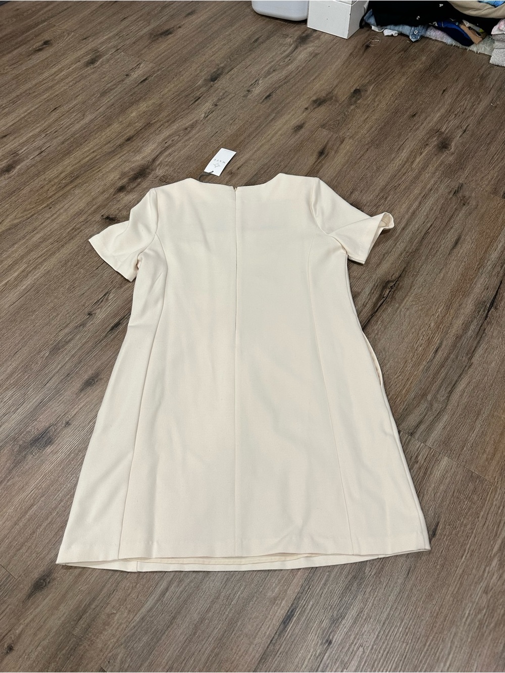 Wayf Cream Short-Sleeve A-Line Mini Dress